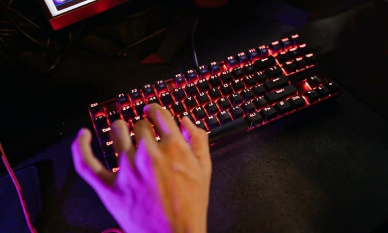 gaming keyboard with red backlight