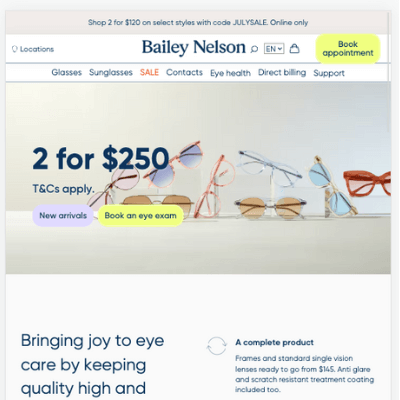 Bailey Nelson website homepage
