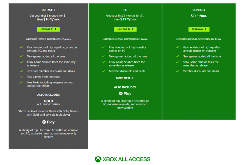 xbox all access pricing