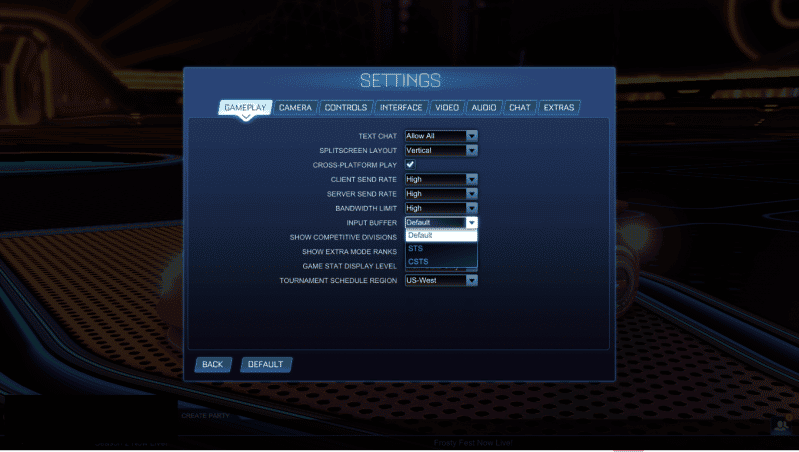 Rocket League Gameplay Settings Screenshot