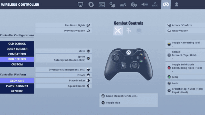 fortnite button layout